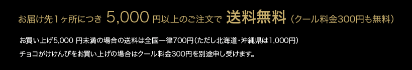 お届け1か所につき5,000円以上のご注文で送料無料（クール料金300円も無料）